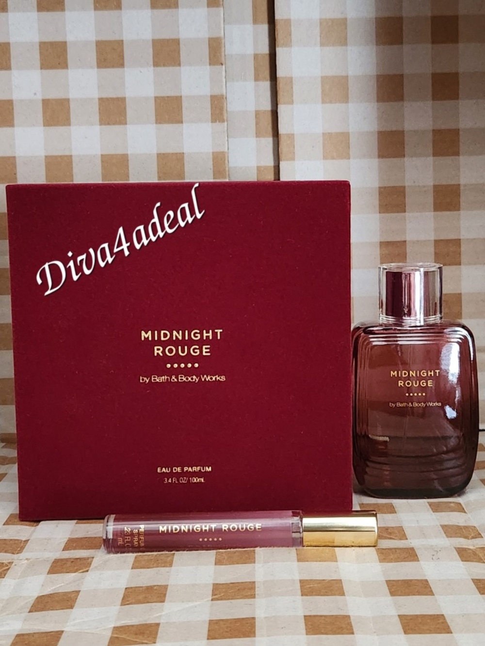 Bath & Body Works MIDNIGHT ROUGE 3.4 FL OZ EDP Spray & Mini EDP Spray Bundle